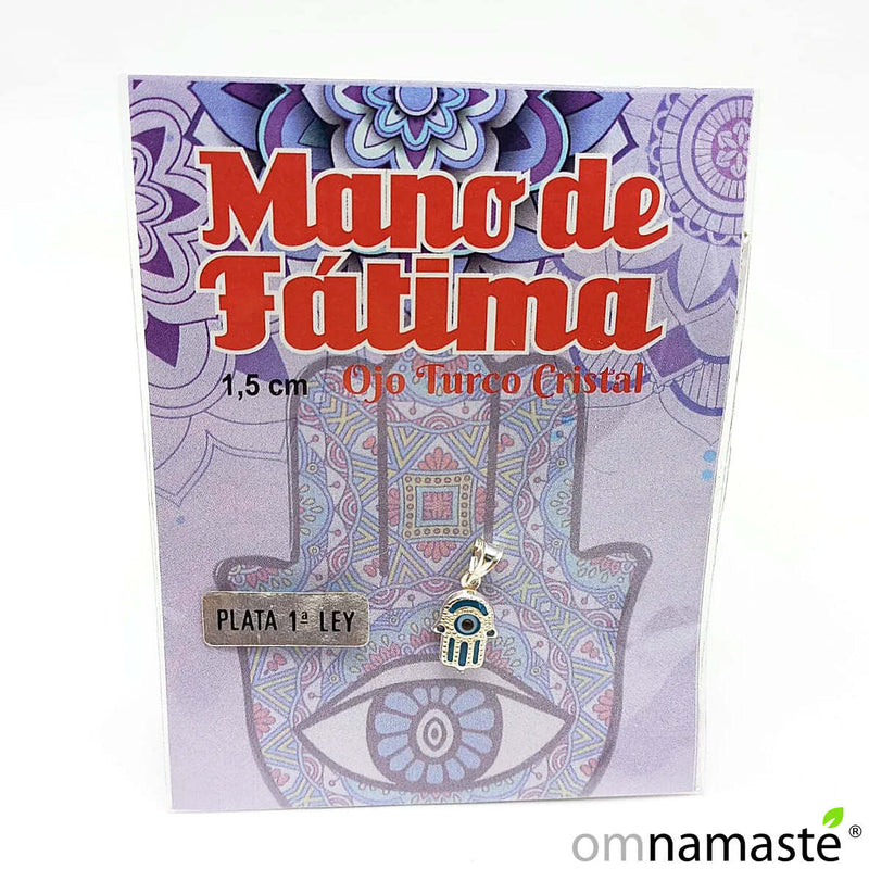 Colgante Plata Mano de Fátima Cristal 1.5cm