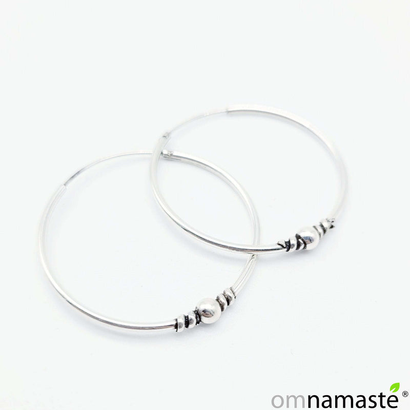 Pendientes plata aro Bali 3,2 cm