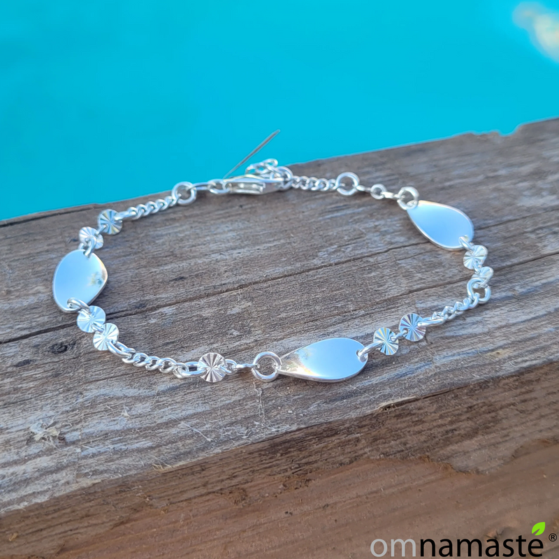 pulsera plata gotas de agua