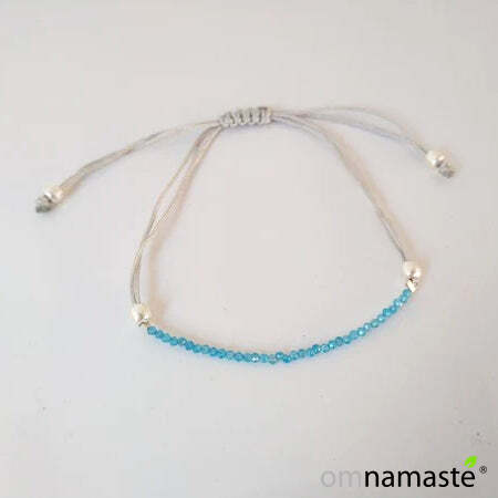 Pulsera mineral plata macramé Apatita